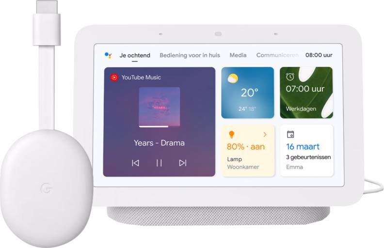 Google Chromecast 4K met TV + Nest Hub 2 Chalk online kopen