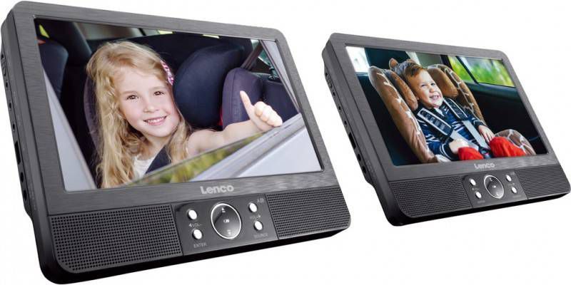 Lenco 2x9 Portable Dvd Speler Met Usb, sd, Ingebouwde Batterij Dvp 939 Zwart