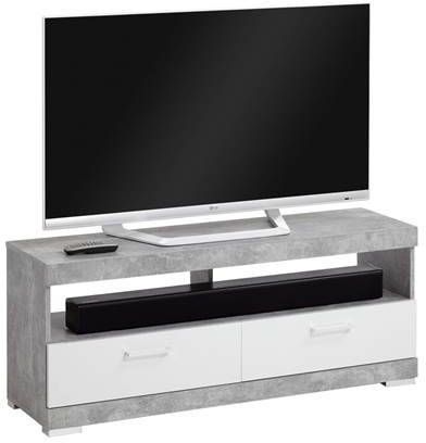 vidaXL Tv/hifi standaard betongrijs en glanzend wit