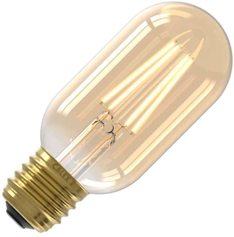 Trendhopper Calex LED Full Glass Filament Tubular Type lamp 240V 4W 320lm E27 T45x110, Gold 2100K Dimmable, energy label A+