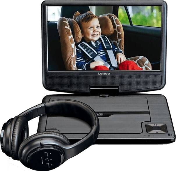 Lenco Draagbare Dvd speler 9 Met Bluetooth Koptelefoon Dvp 947bk Zwart