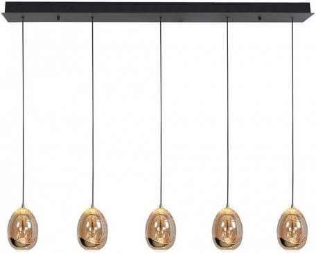 Highlight Hanglamp Golden Egg 5 Lichts L 108 Cm Amber zwart