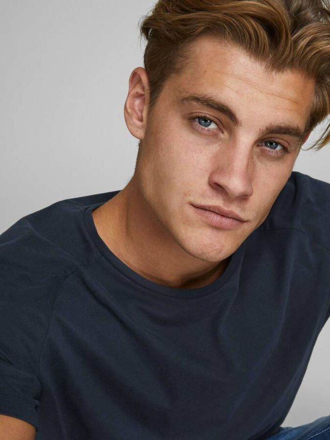 JACK & JONES ESSENTIALS T shirt JJECURVED van biologisch katoen marine