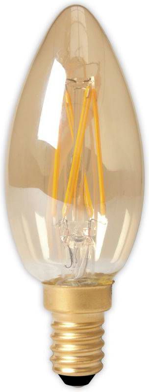 Trendhopper Calex LED Full Glass Filament Candle lamp 240V 3, 5W 200lm E14 B35, Gold 2100K CRI80 Dimmable, energy label A+