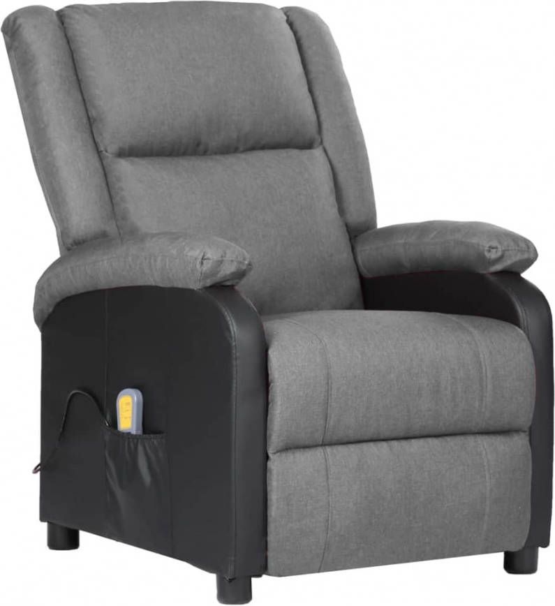 VIDAXL Massagestoel verstelbaar kunstleer en stof lichtgrijs